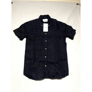 Les Duex‎ Men's Kris Linen Short Sleeve Shirt Dark Navy Size M